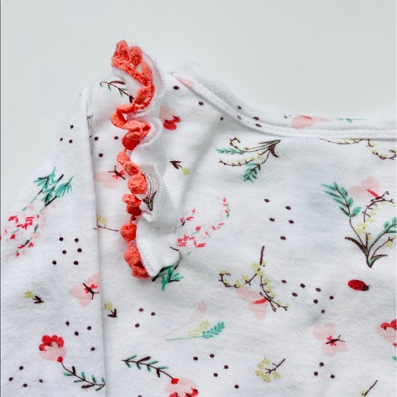 Baby Girl Floral Fringe Shoulder Footed Sle… - Picture 4 of 5